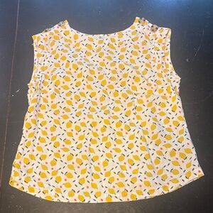 Boden Lemon Print Sleeveless Top Linen US Size 4